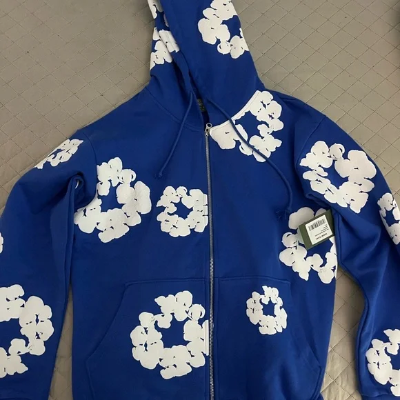 Denim Tears Cotton Wreath Zip Hoodie Blue - www.joarbit.com